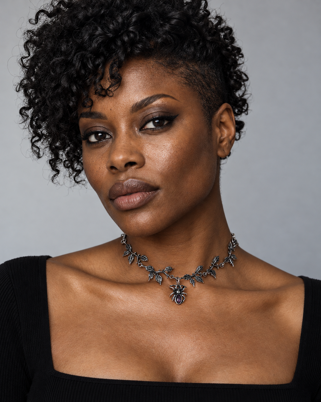 Rosethorn Spider Choker — worn by an adult AI model