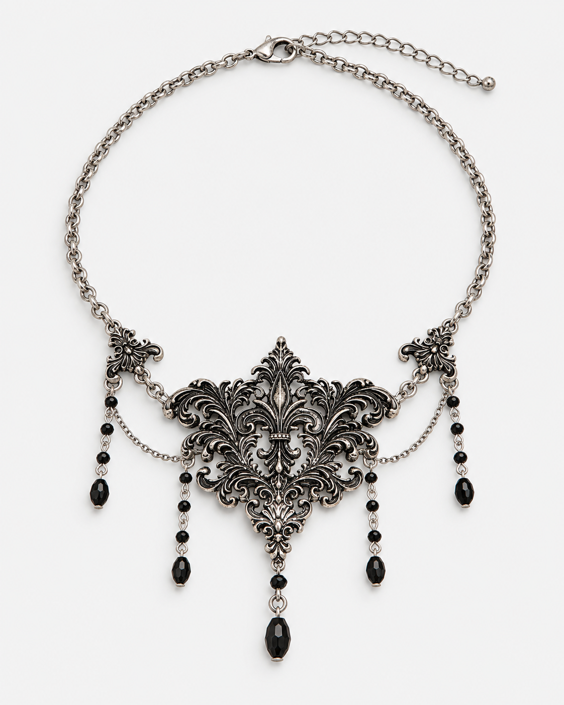 Evara Ornate Chain Drop Necklace — product view