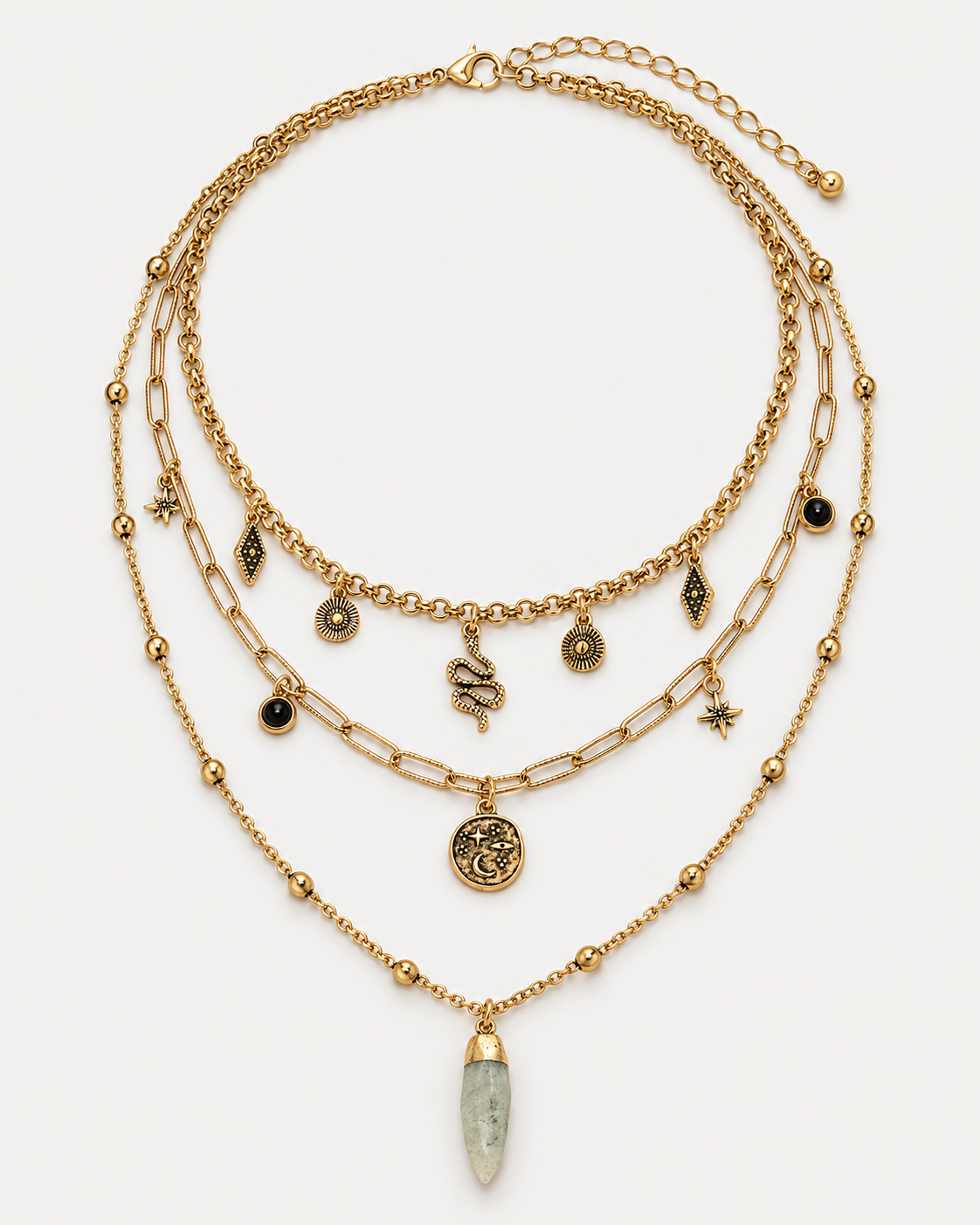 Alexen Snake Disc Layered Necklace — product view