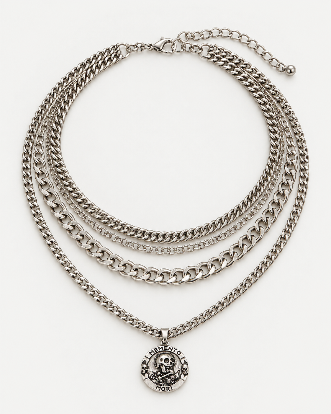 Memento Mori Layered Chain Necklace — product view
