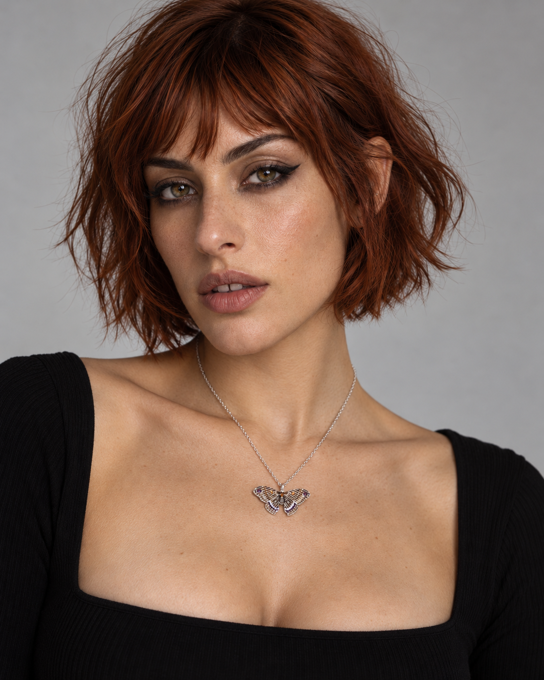 Cyrus Moth Necklace — worn by an adult AI model