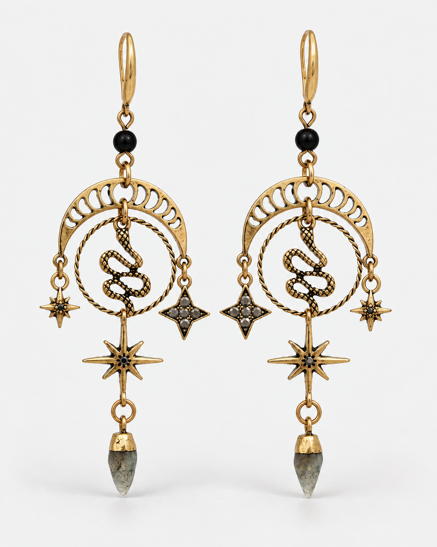 Alexen Snake Moon Earrings