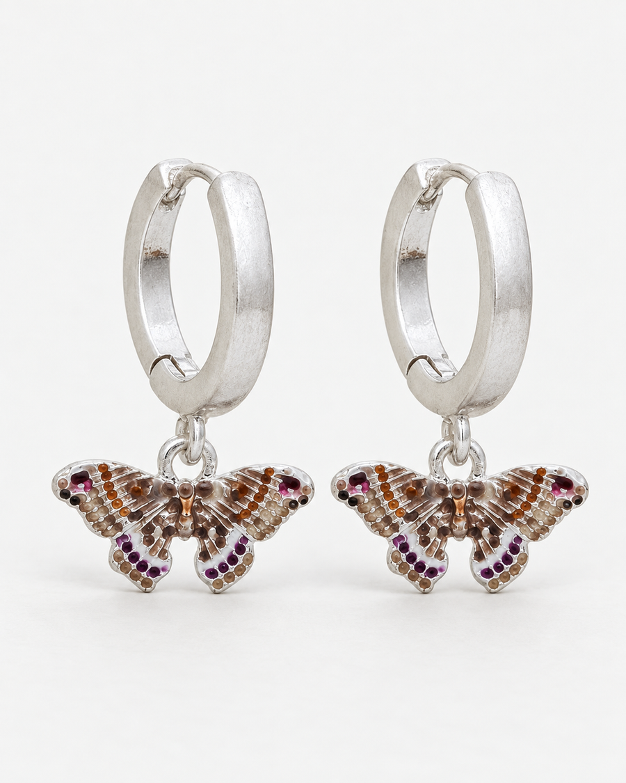 Cyrus Moth Charm Hoop Earrings