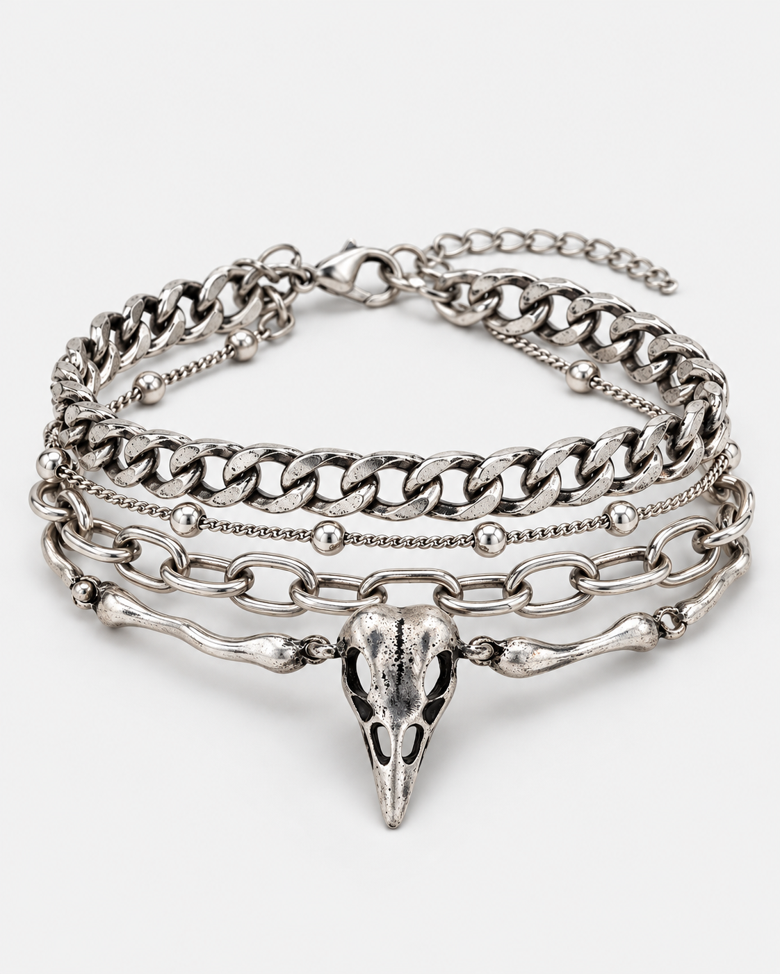 Corvus Bird Skull Bracelet Set — product view