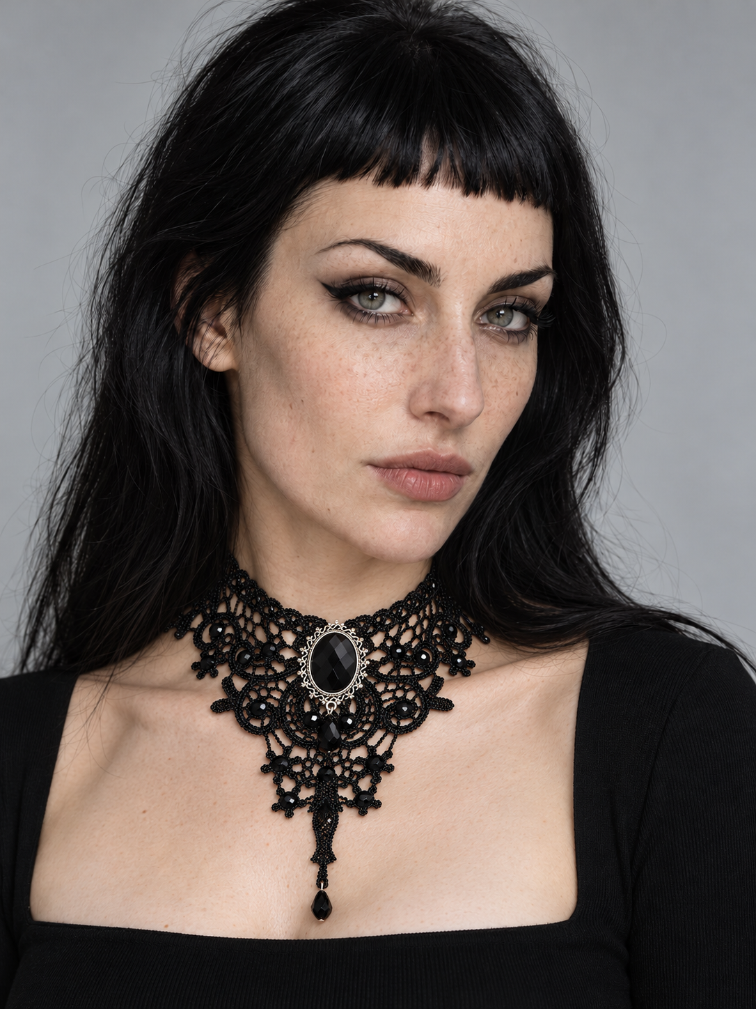 Goranna Lace Choker — worn by an adult AI model