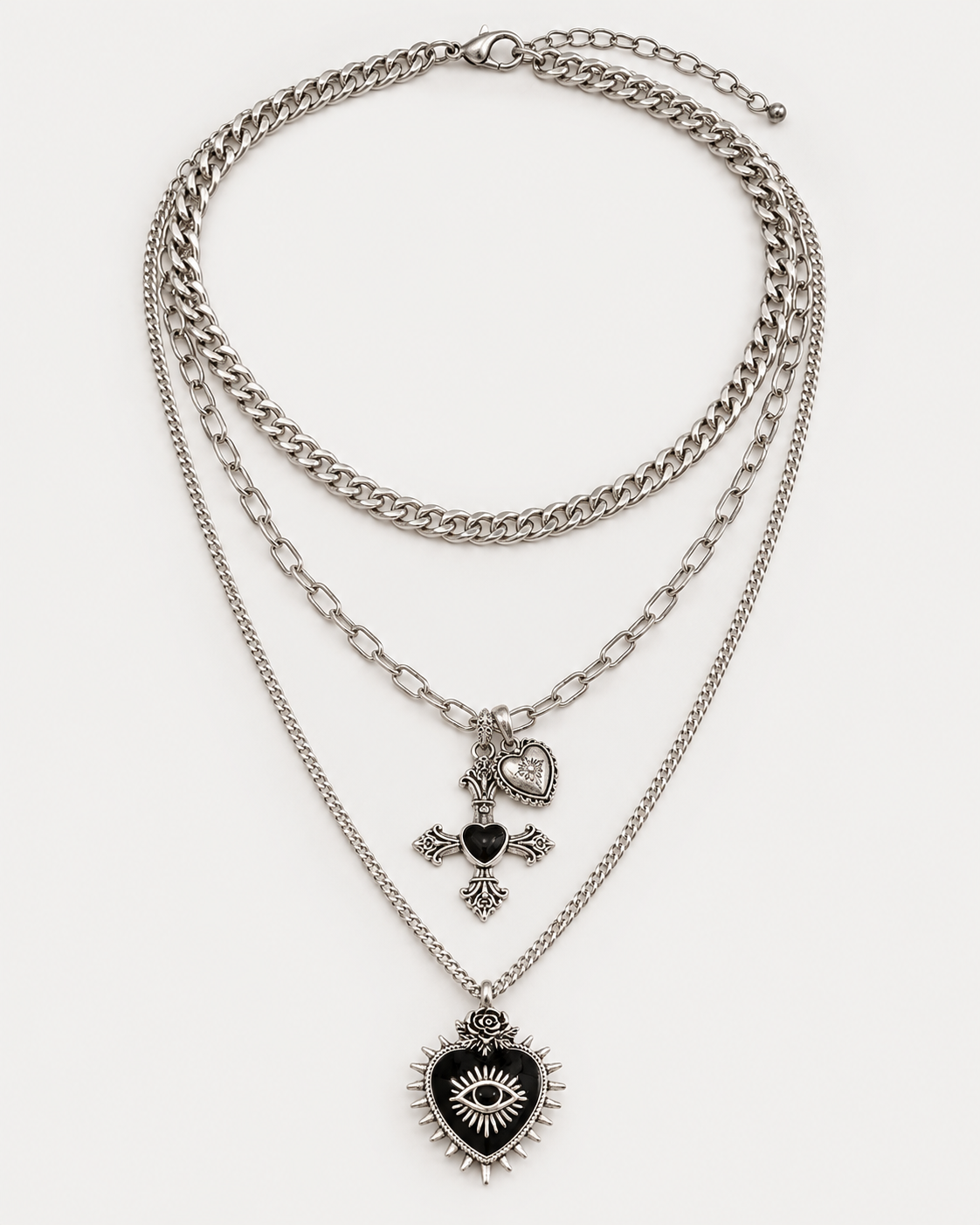 Amada Prickle Scared Heart Layered Necklace — product view