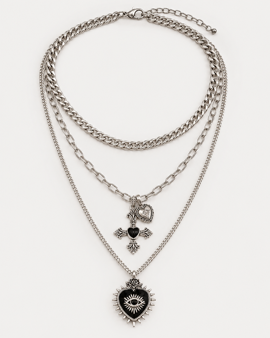 Amada Prickle Scared Heart Layered Necklace