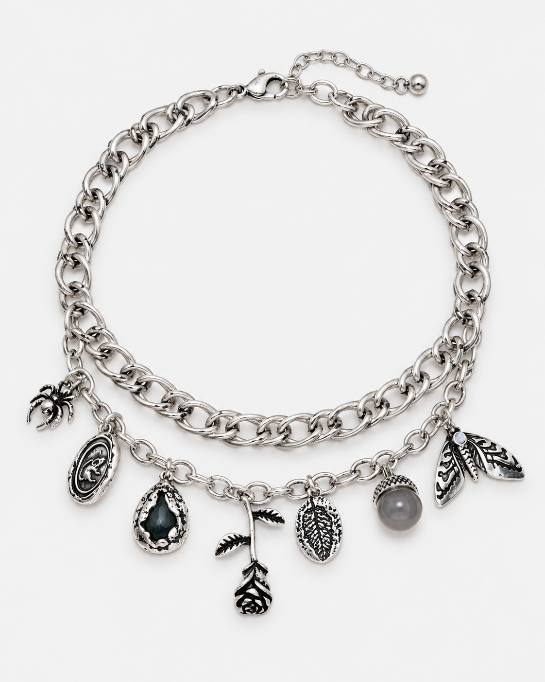Draven Rat & Spider Charm Necklace — Noctimoth product view