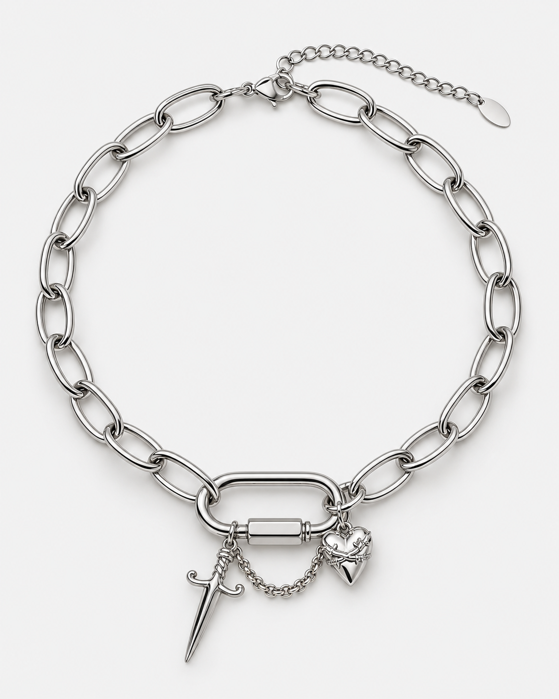 Hurnix Dagger Heart Necklace — Noctimoth product view