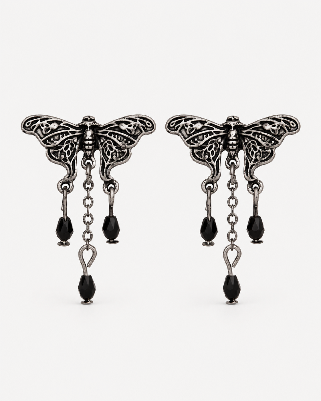 Rowan Moth Drop Earrings — Noctimoth product view