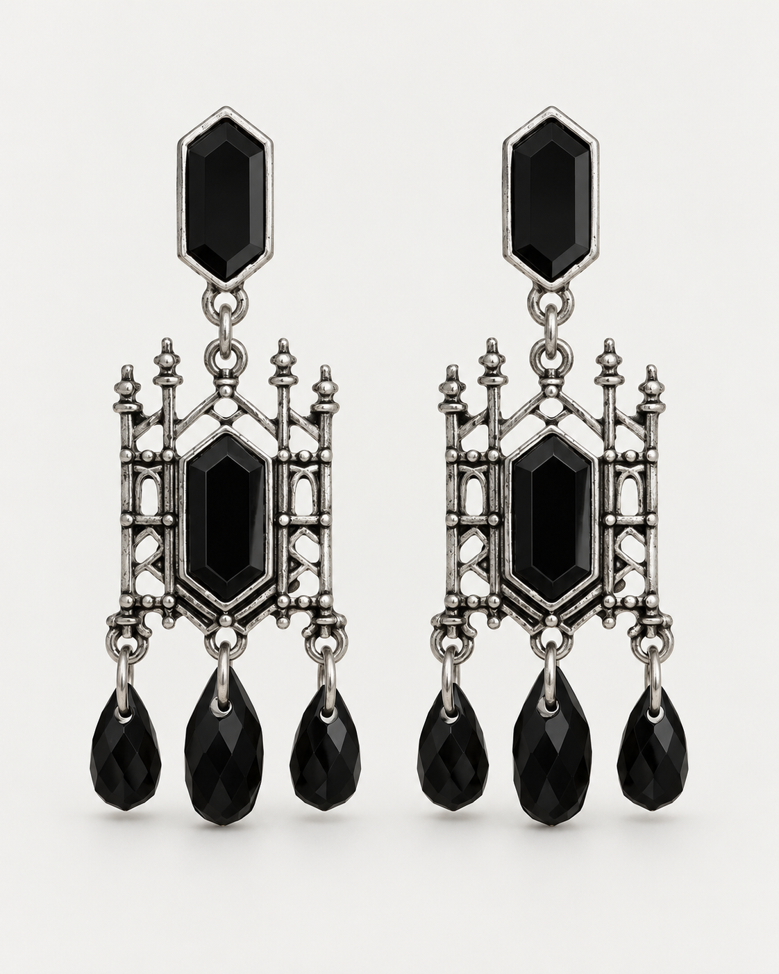 Cathedral Stone Drop Dangle Earrings — Noctimoth product view