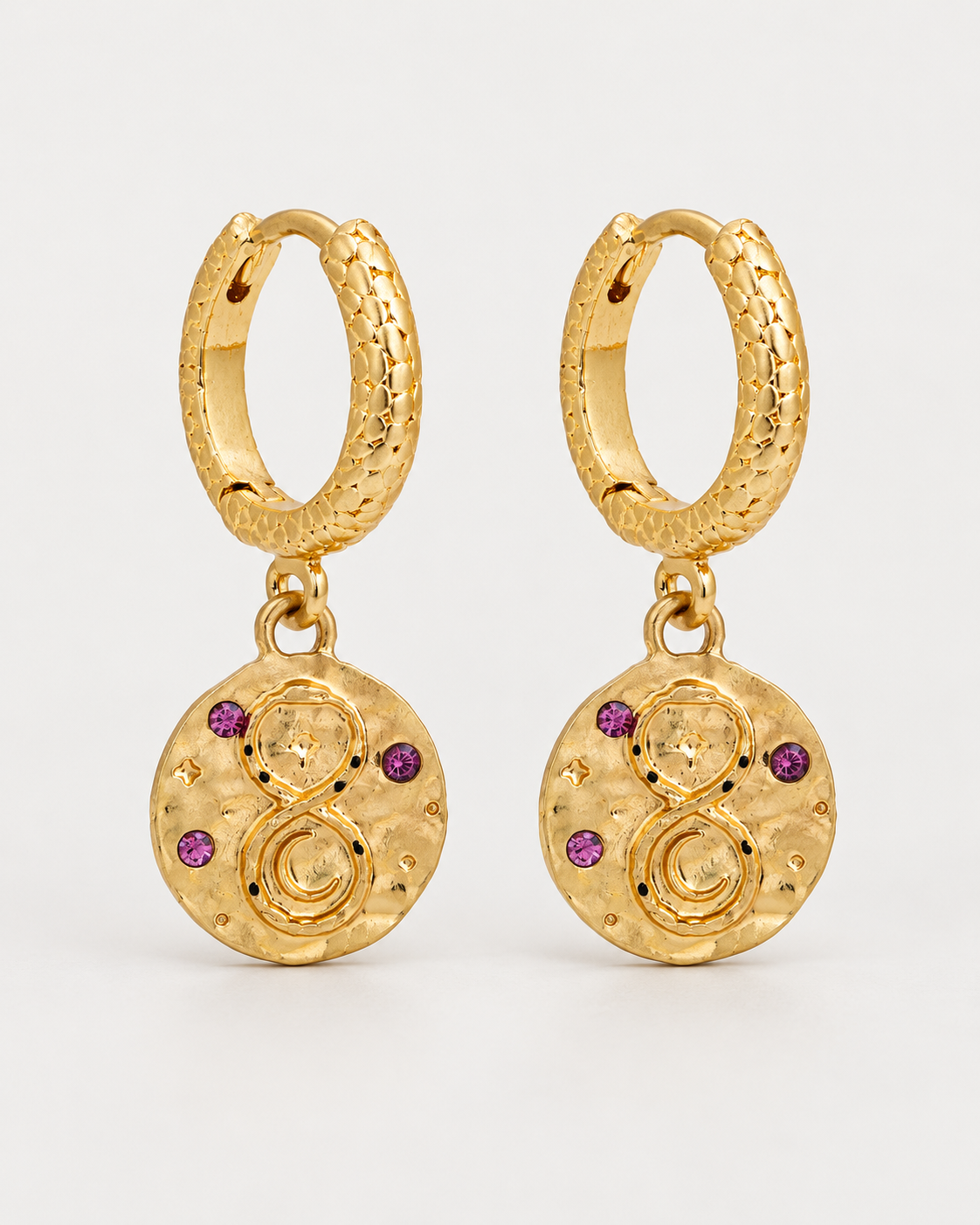 Naja Snake Charm Hoop Earrings — Noctimoth product view