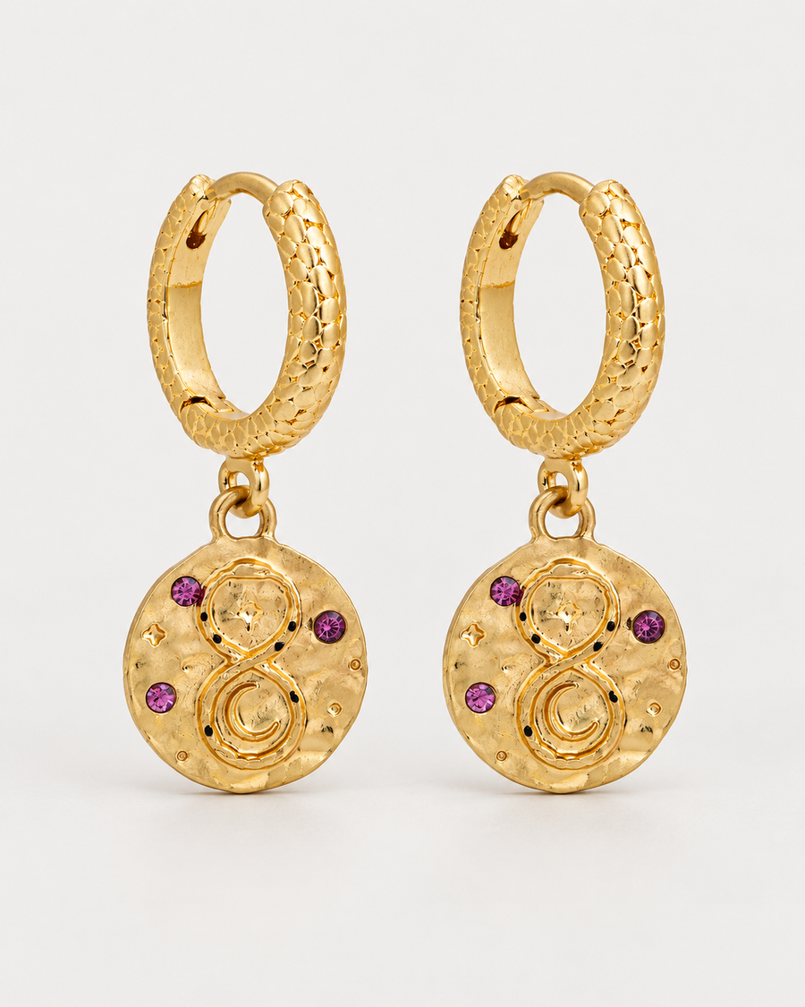 Naja Snake Charm Hoop Earrings