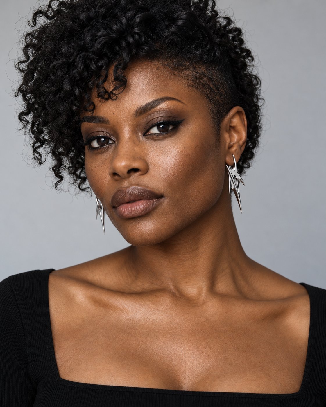 Crixel Spike Stud Earrings — Noctimoth adult model view