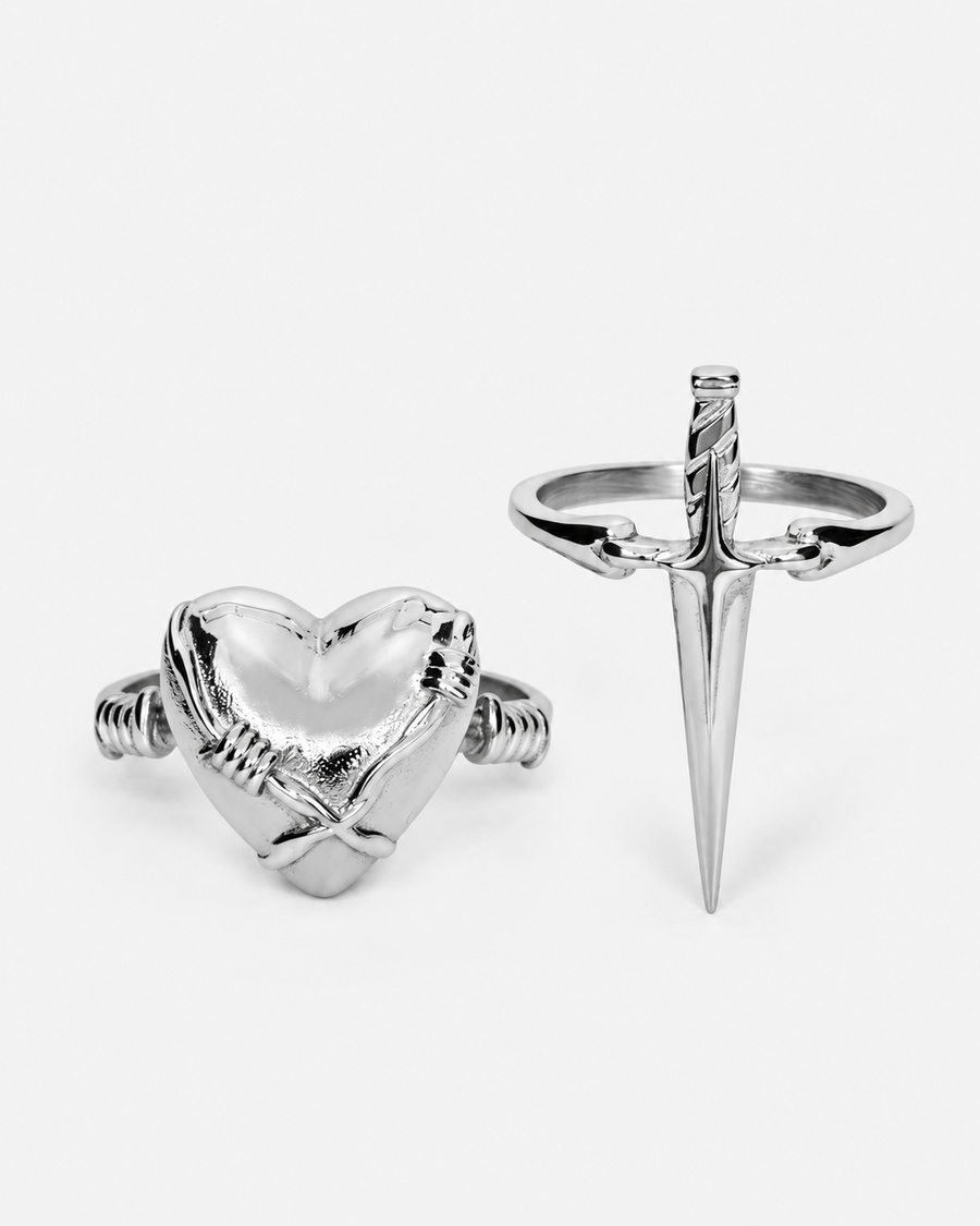 Hurnix Dagger Heart Rings Set of 2