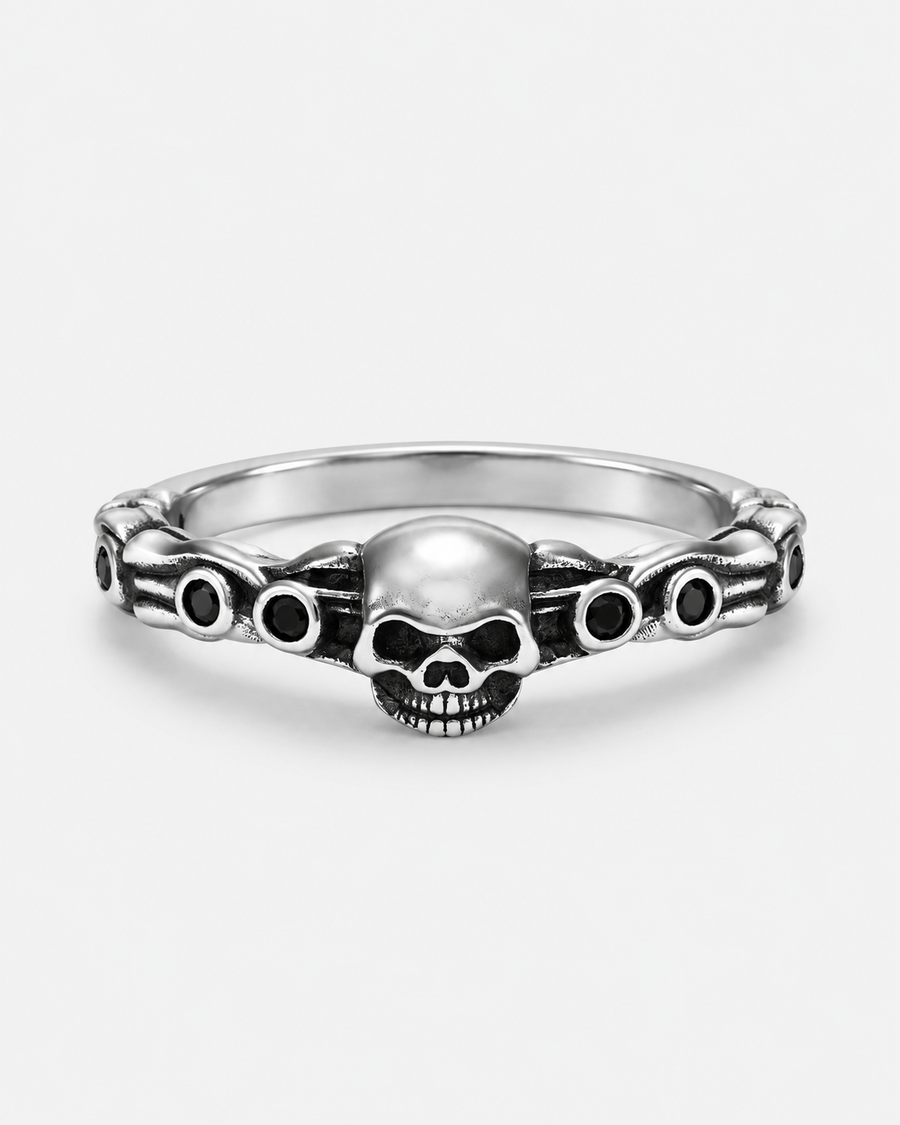 Teara Skull Black Stone Ring