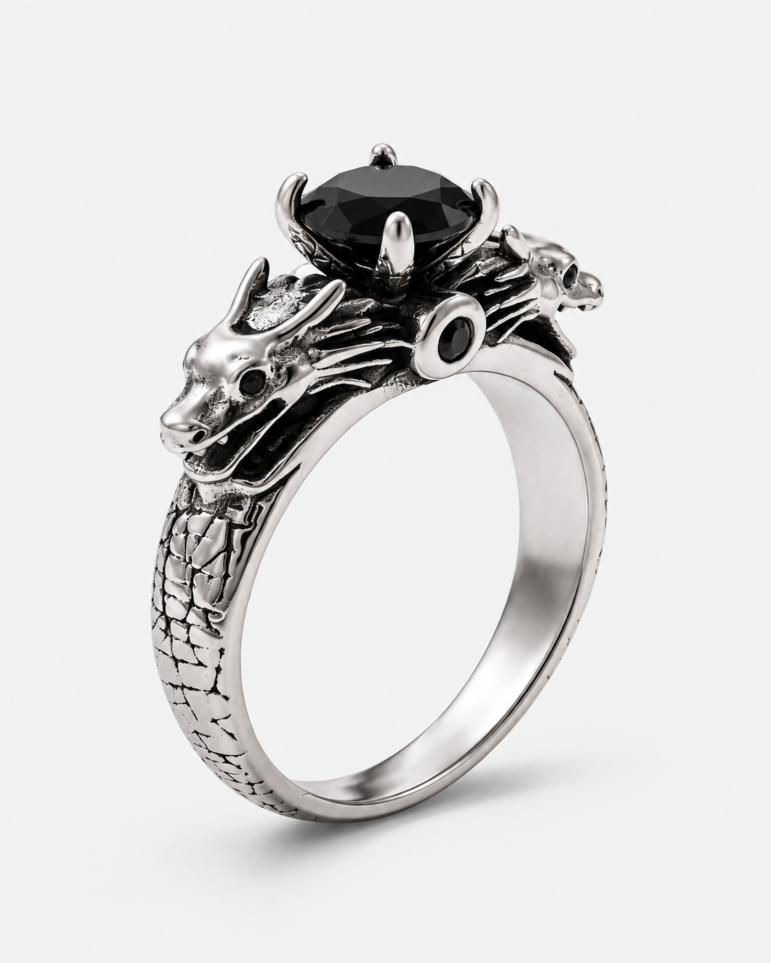Querida Black Stone Dragon Ring — Noctimoth product view