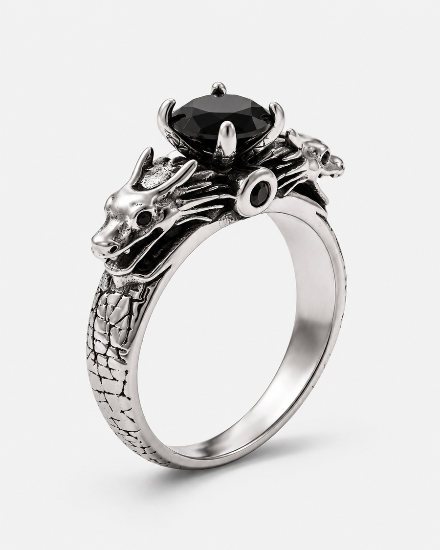Querida Black Stone Dragon Ring